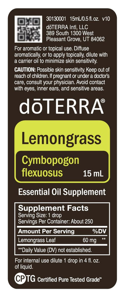 doTERRA Lemongrass Essential Oil 15 mL – Purifying & Uplifting