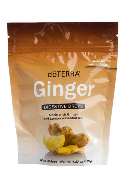 doTERRA Ginger Throat Digestive Drops 30 Count Bag | Digestive Support