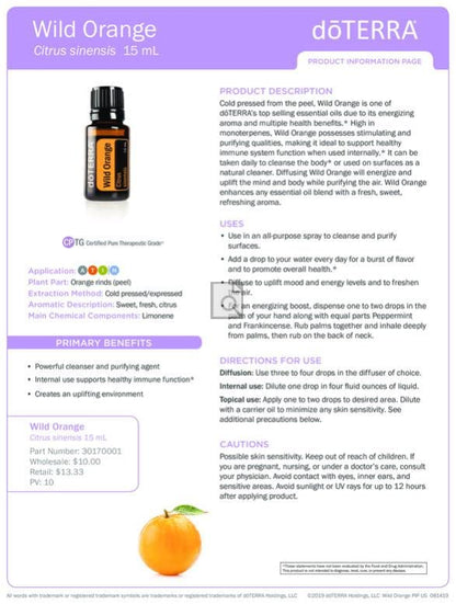 doTERRA Wild Orange Essential Oil - 15 mL | Pack of 1