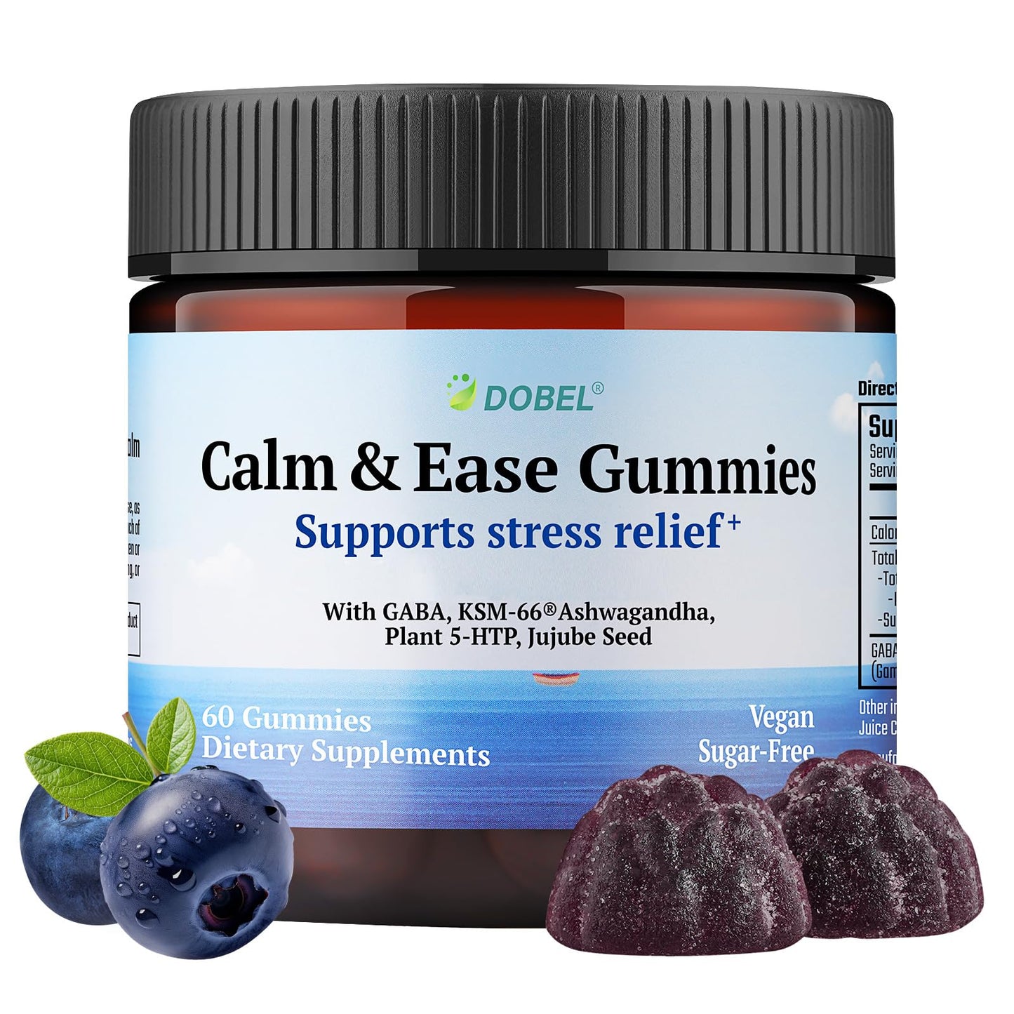 Dobel GABA Gummies with KSM-66 Ashwagandha & 5-HTP – Calming, Sugar-Free, Vegan