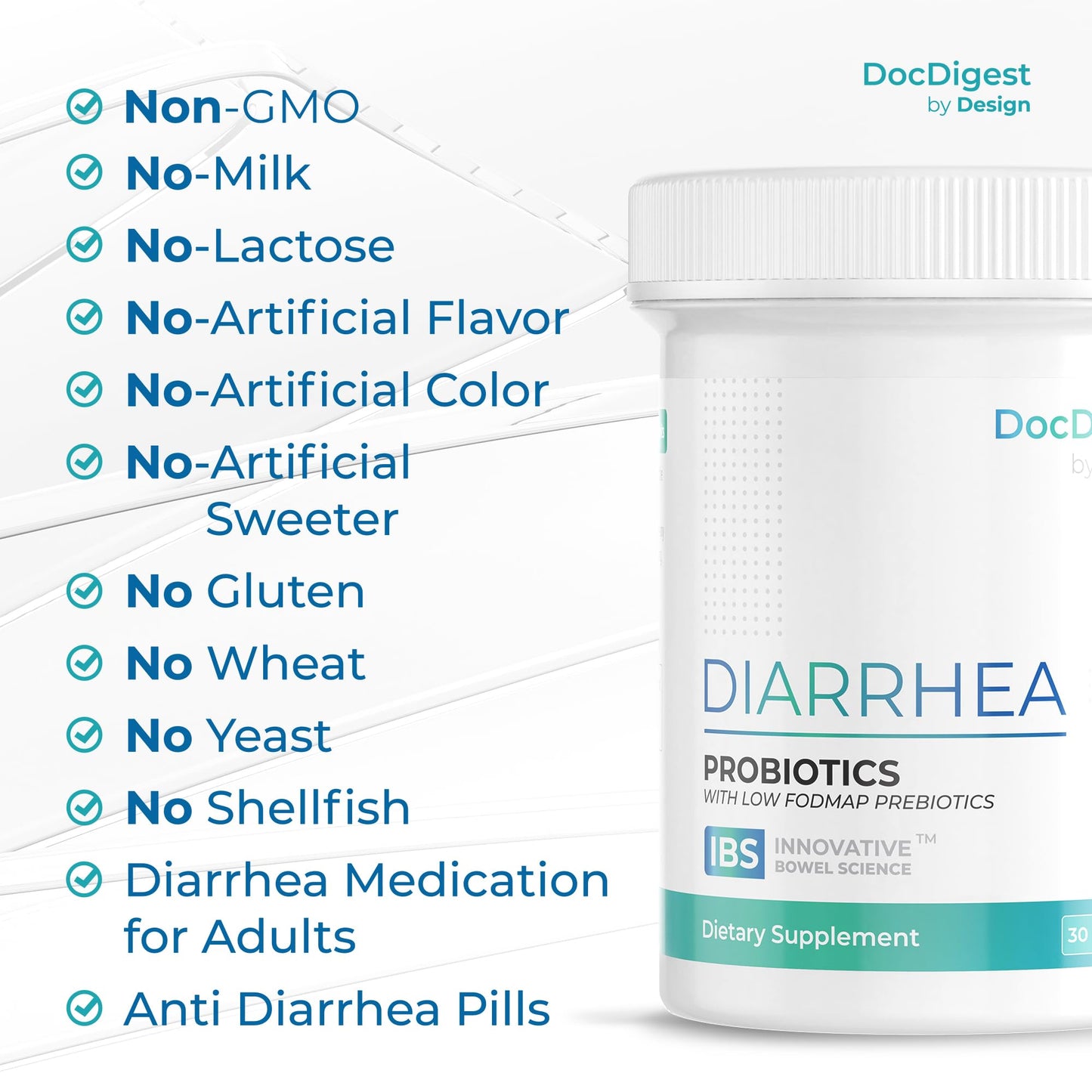 DocDigest by Design IBS Anti-Diarrhea Probiotic | Clinically Studied IBS-D Relief for Adults