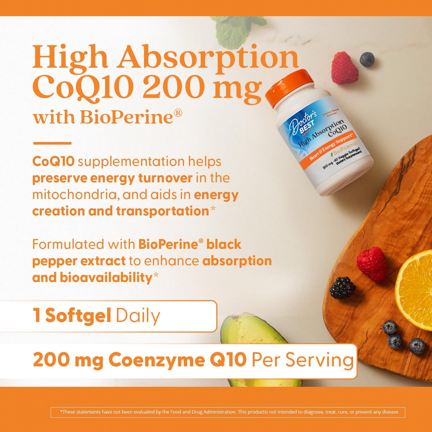 Doctor's Best High Absorption CoQ10 - Heart & Energy Support | 60 Veggie Softgels