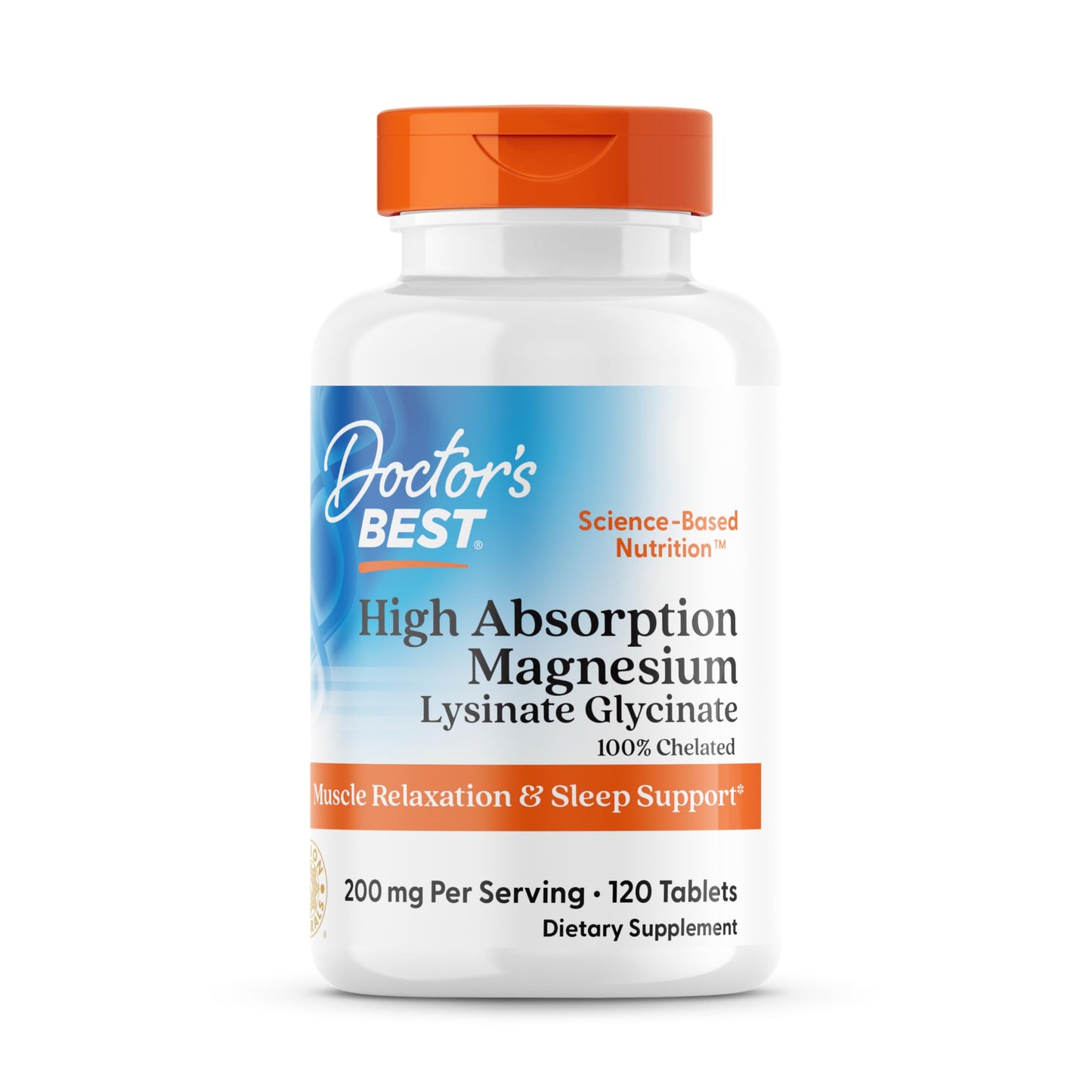 Doctor’s Best High Absorption Magnesium Glycinate Lysinate – 200 mg, 120 Tablets | Sleep & Muscle Relaxation