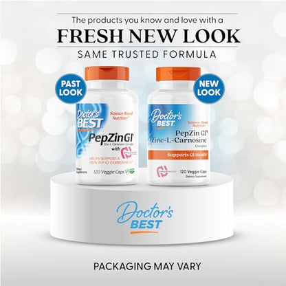 Doctor's Best PepZin GI Zinc-L-Carnosine Complex - Digestive Support, Non-GMO, Vegan, Gluten Free