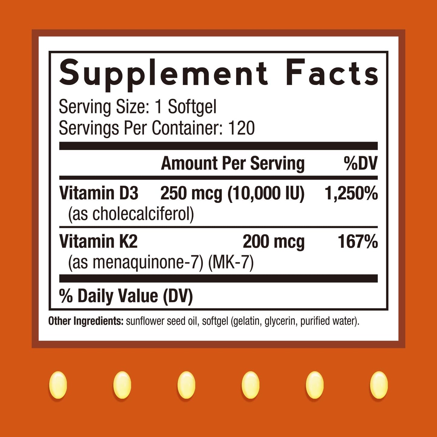 Vitamin D3 + K2 10,000 IU MK-7 – Doctor's Recipes, 120 Softgels