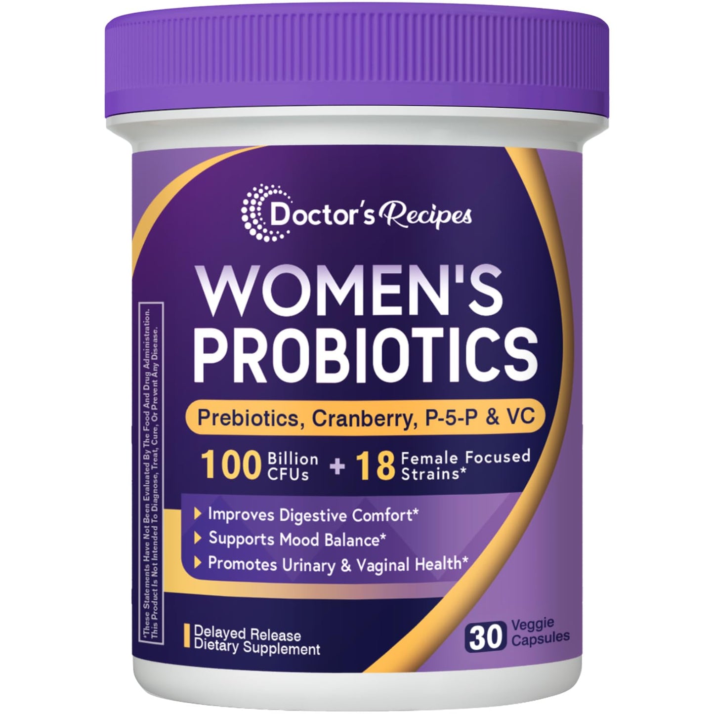 Doctor's Recipes Probiotics for Women – 100 Billion CFU, 18 Strains, Shelf-Stable