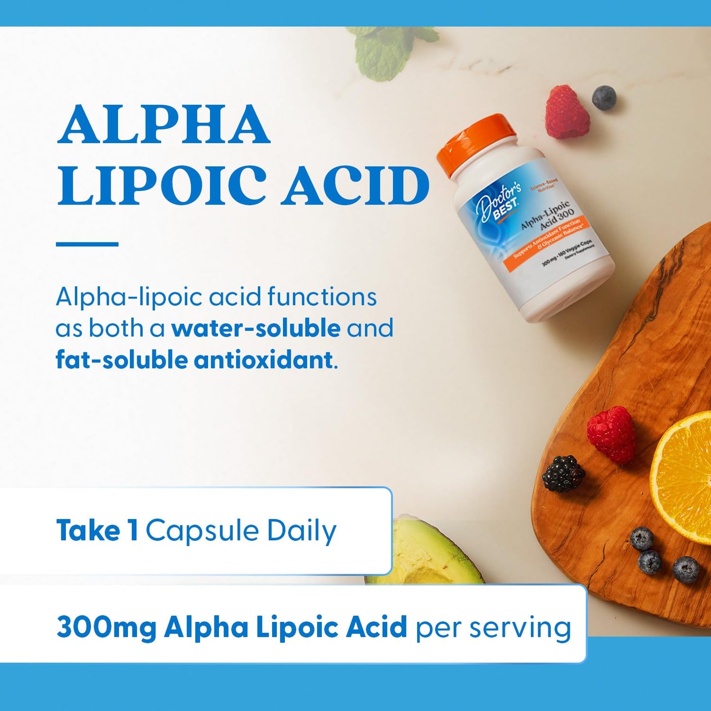 Doctor's Best Alpha-Lipoic Acid 300 mg – Antioxidant Support, Non-GMO, Gluten Free, Vegan (180 Veggie Caps)