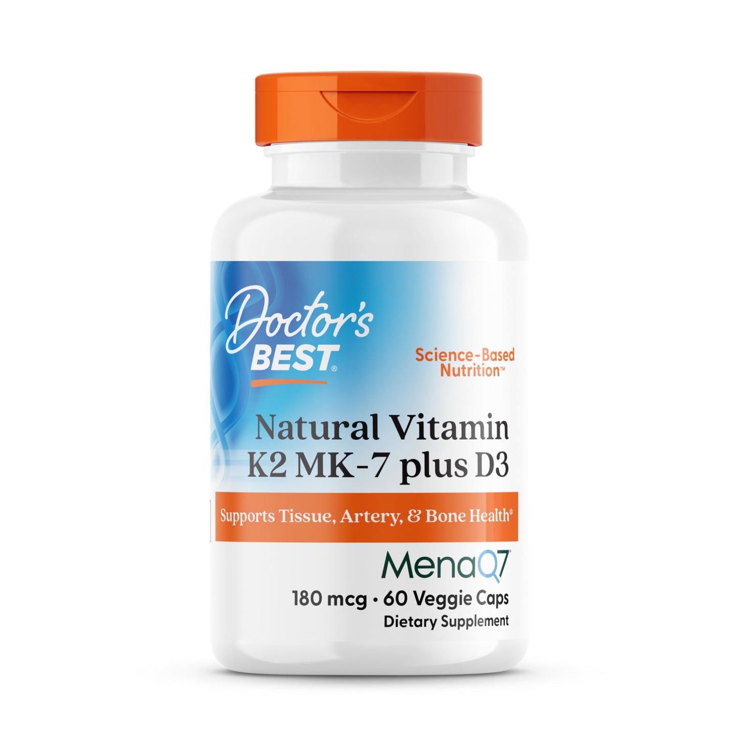 Doctor's Best Vitamin K2 MK-7 + D3 - Supports Bone, Artery & Tissue Health | 60 Veggie Caps