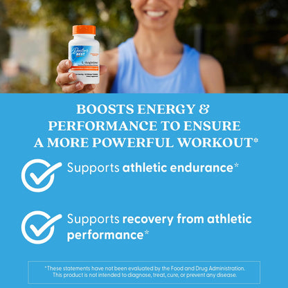 Doctor's Best Sustained + Immediate Release L-Arginine 1000 mg per Serving - 120 Tablets, Non-GMO, Vegan, Gluten & Soy Free