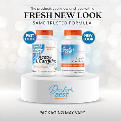 Doctors Best Acetyl-L-Carnitine (ALC) – Supports Mental Focus, Non-GMO, Vegan, 60 Veggie Caps