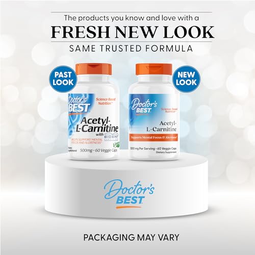 Doctors Best Acetyl-L-Carnitine (ALC) – Supports Mental Focus, Non-GMO, Vegan, 60 Veggie Caps