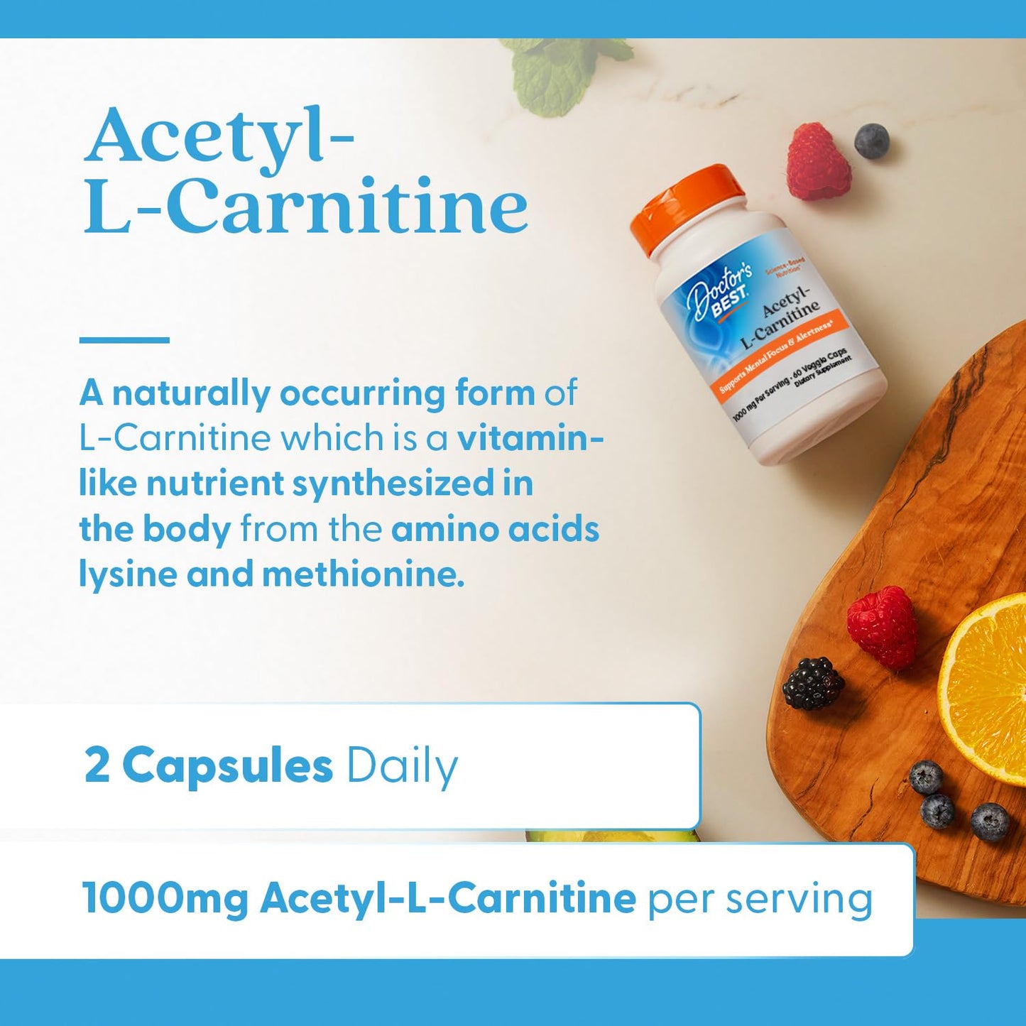 Doctors Best Acetyl-L-Carnitine (ALC) – Supports Mental Focus, Non-GMO, Vegan, 60 Veggie Caps