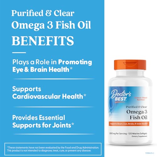 Doctor's Best Purified & Clear Omega-3 Fish Oil – Goldenomega, 120 Softgels