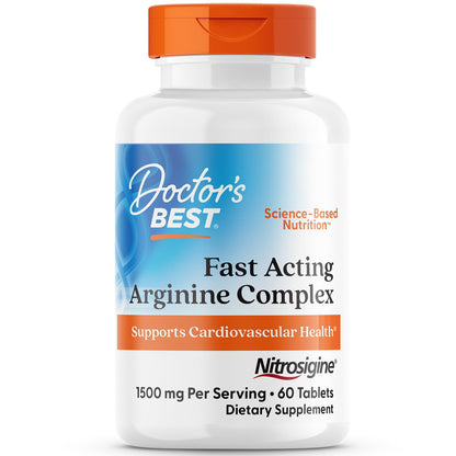 Doctor's Best Fast Acting Arginine Complex – Supports Cardiovascular Health – Non-GMO, Gluten Free, Soy Free, Vegan – 60 Tablets