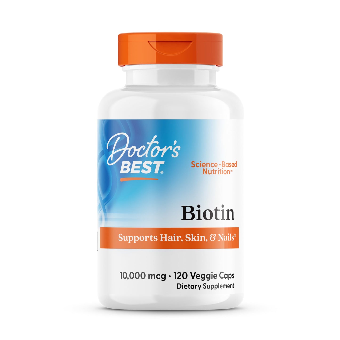 Doctor's Best Biotin - Hair, Skin & Nails | 10,000 mcg | 120 Veggie Caps | Non-GMO, Gluten Free, Soy Free, Vegan