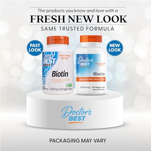 Doctor's Best Biotin - Hair, Skin & Nails | 10,000 mcg | 120 Veggie Caps | Non-GMO, Gluten Free, Soy Free, Vegan