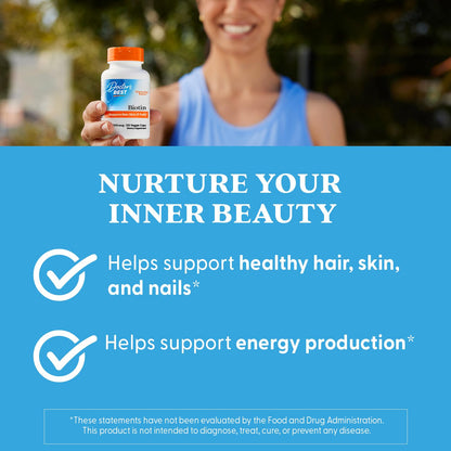Doctor's Best Biotin 5000 mcg – 120 Count | Hair, Skin & Nails, Vegan