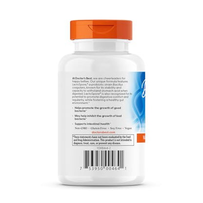 Doctor's Best Digestive Health Probiotic 2 Billion – Lactospore, Non-GMO, Vegan, Gluten Free