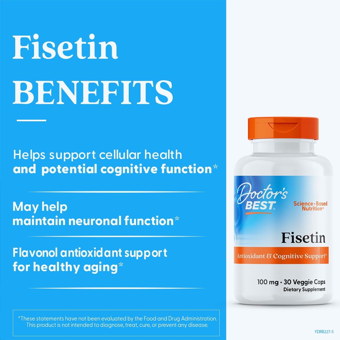 Doctor's Best Fisetin with Novusetin – 100 mg, 30 Count (Non-GMO, Vegan)