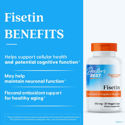 Doctor's Best Fisetin with Novusetin – 100 mg, 30 Count (Non-GMO, Vegan)