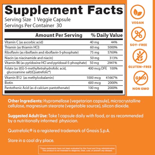 Doctors Best Fully Active B Complex – Energy & Cellular Support (30 Veggie Caps) | Vegan