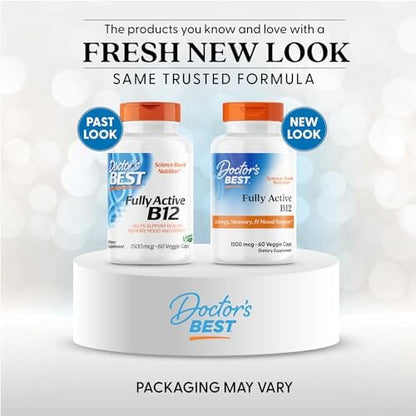 Doctor's Best Fully Active B12 1500 mcg | Methylcobalamin, Non-GMO, Vegan
