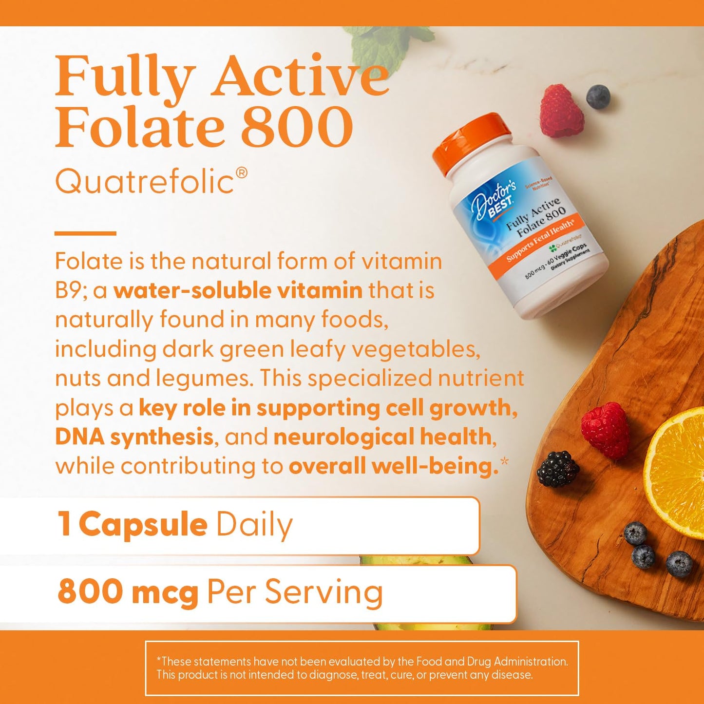 Doctors Best Fully Active Folate 800 with Quatrefolic – Non-GMO, Gluten Free, Vegan