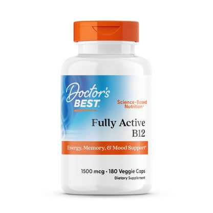 Doctor’s Best Fully Active Methyl B12 (Methylcobalamin) – Energy, Memory & Mood Support | Vegan 180 Veggie Caps