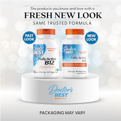 Doctor’s Best Fully Active Methyl B12 (Methylcobalamin) – Energy, Memory & Mood Support | Vegan 180 Veggie Caps