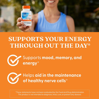 Doctor’s Best Fully Active Methyl B12 (Methylcobalamin) – Energy, Memory & Mood Support | Vegan 180 Veggie Caps