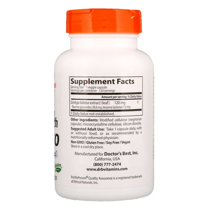 Doctor's Best Extra Strength Ginkgo 120 mg – Pack of 2, 120 Veggie Caps