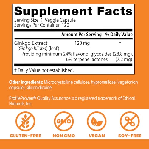 Doctor's Best Extra Strength Ginkgo 120 mg - 120 Count | Non-GMO, Gluten Free, Vegan, Soy Free