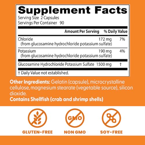 Doctor's Best Glucosamine 1500 mg – Joint Support, 180 Capsules, Non-GMO, Gluten Free, Soy Free