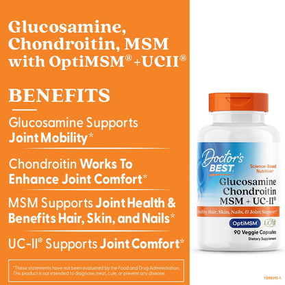 Doctor's Best Glucosamine, Chondroitin, MSM, UCII – Joint Health Support