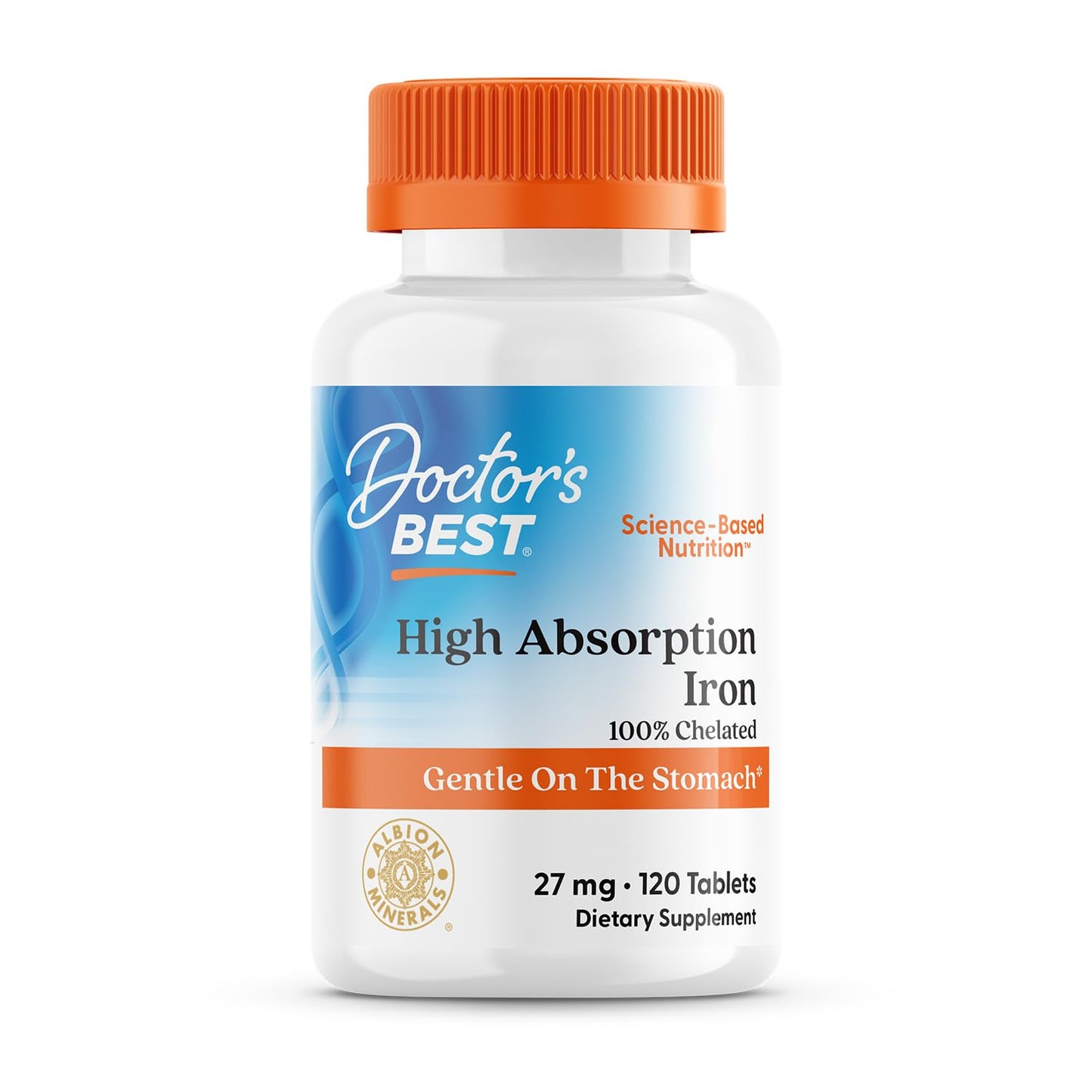 Doctor's Best High Absorption Iron (Ferrochel) 27 mg – Gentle on Stomach | Immune & Blood Health