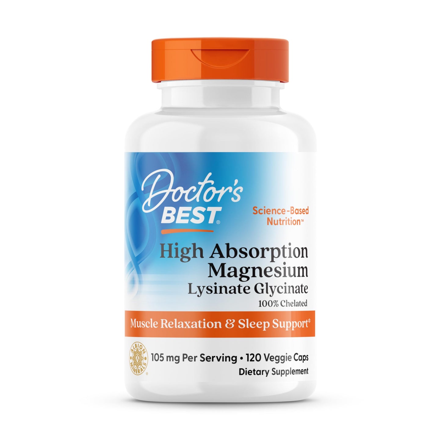 Doctor's Best High Absorption Magnesium – Lysinate Glycinate Capsule, 120 Ct