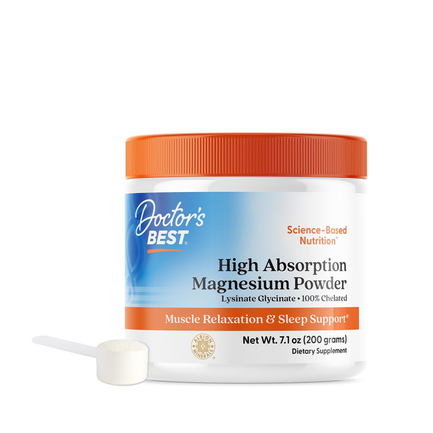 Doctor's Best High Absorption Magnesium Powder – TRACS Chelated, Not Buffered, 200 g