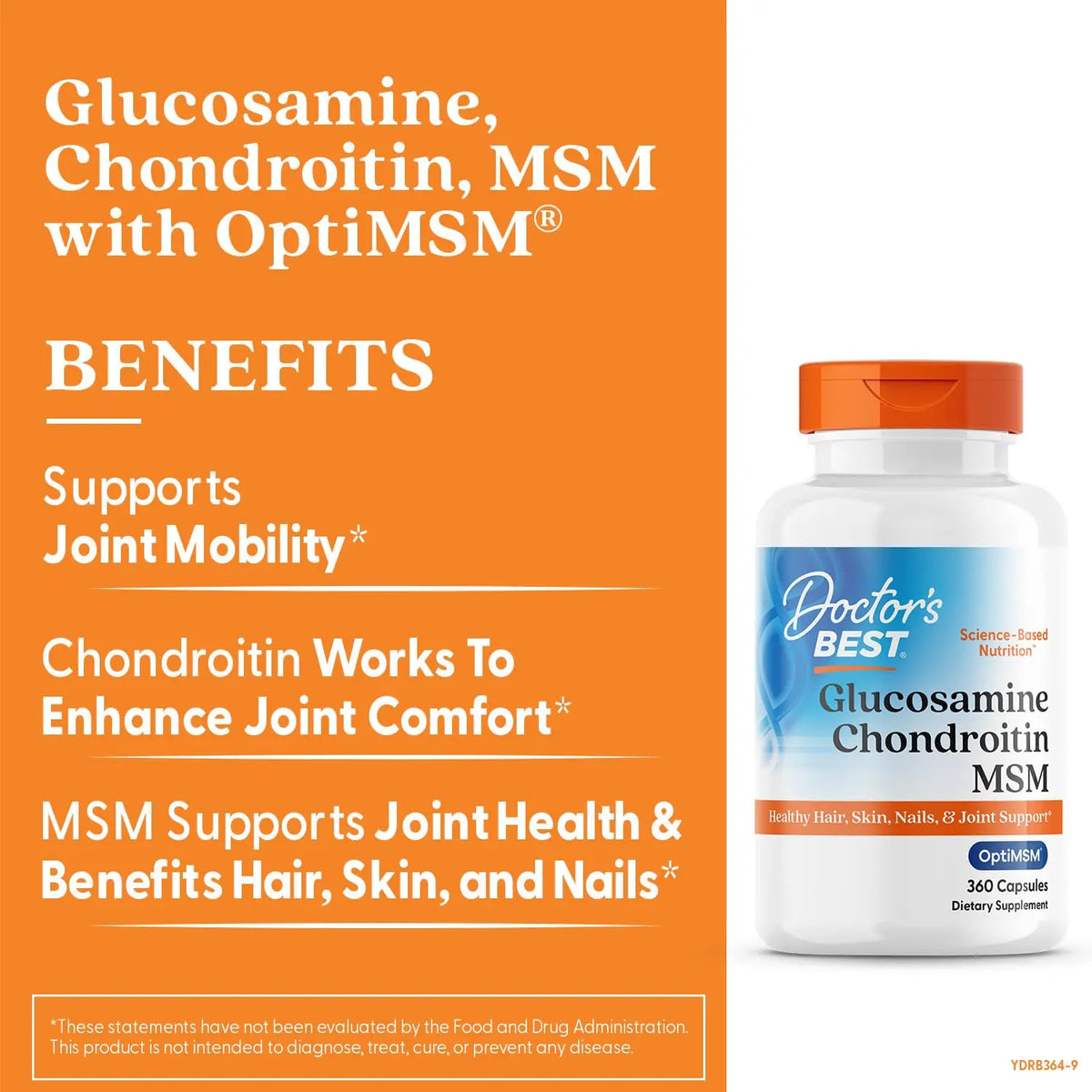 Doctor's Best Glucosamine Chondroitin MSM with OptiMSM — Joint Support Capsule Formula, Non-GMO, Gluten & Soy Free, 360 Count BritishVita | Premium UK Vitamins & Wellness Supplements