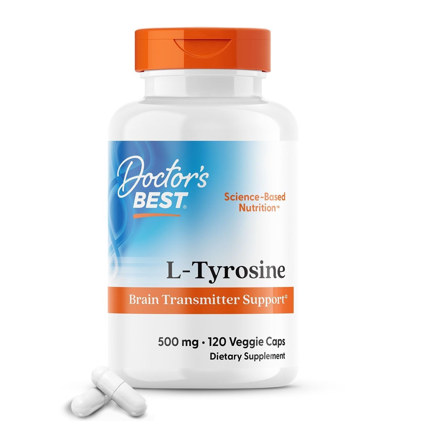Doctors Best L-Tyrosine 500 mg – Brain Transmitter Support | Non-GMO & Gluten Free | 120 Veggie Caps