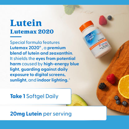Doctor's Best Lutein 20 mg - Eye Health Support, Non-GMO, Gluten Free | 180 Softgels