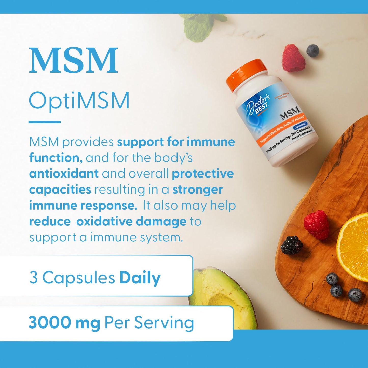 Doctors Best MSM – Supports Joints, Hair, Skin & Nails | Non-GMO, Gluten Free | 3000 mg Per Serving
