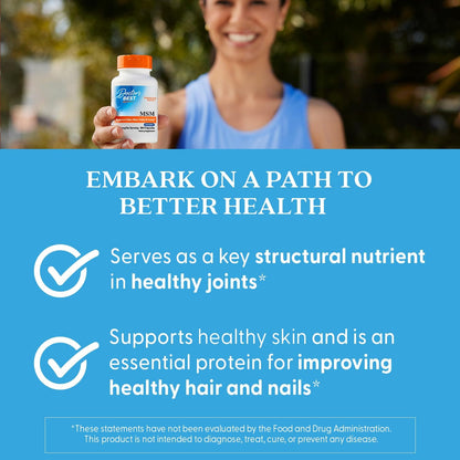 Doctors Best MSM – Supports Joints, Hair, Skin & Nails | Non-GMO, Gluten Free | 3000 mg Per Serving
