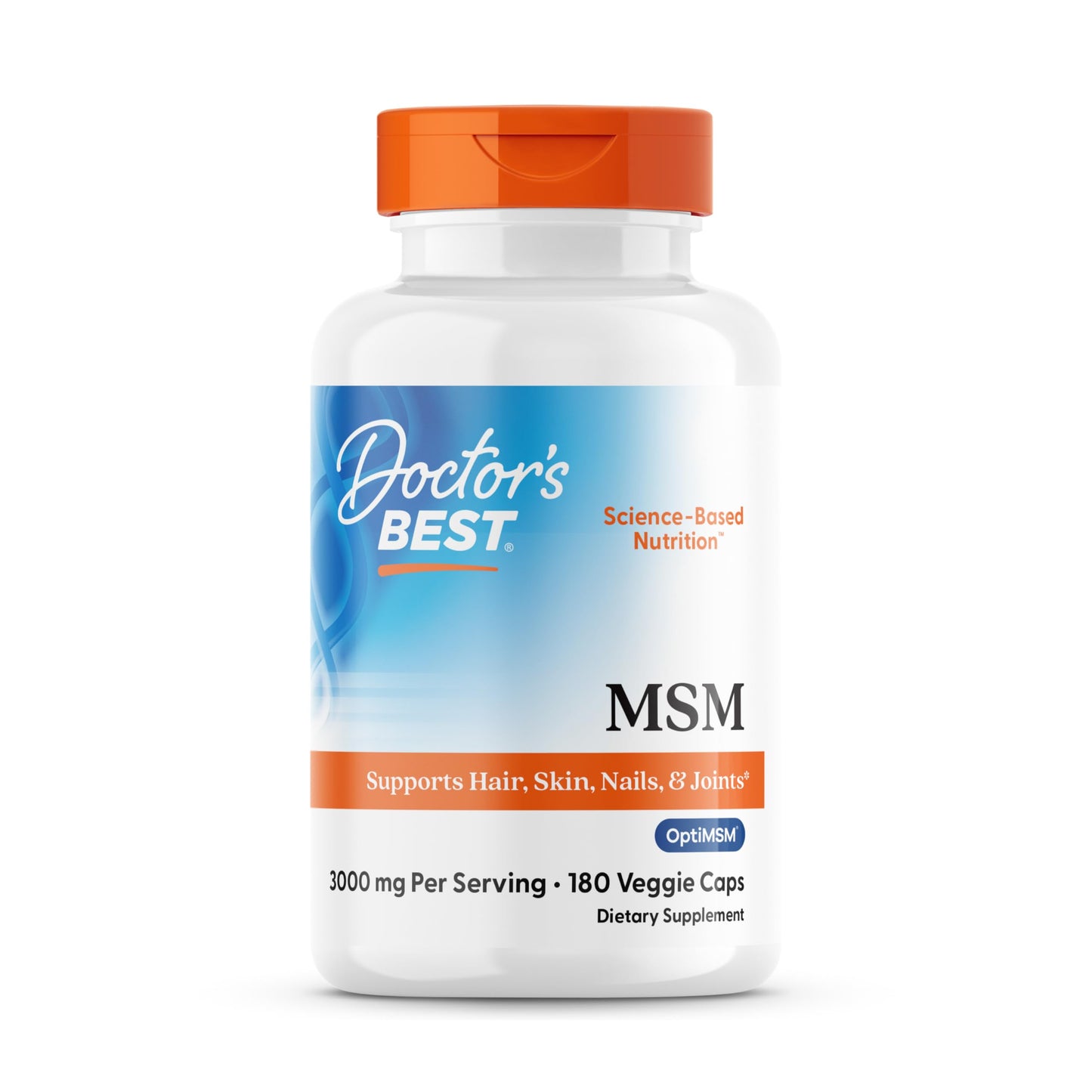 Doctors Best MSM – Supports Hair, Skin, Nails & Joints | Non-GMO, Gluten Free, Vegan | 180 Veggie Caps