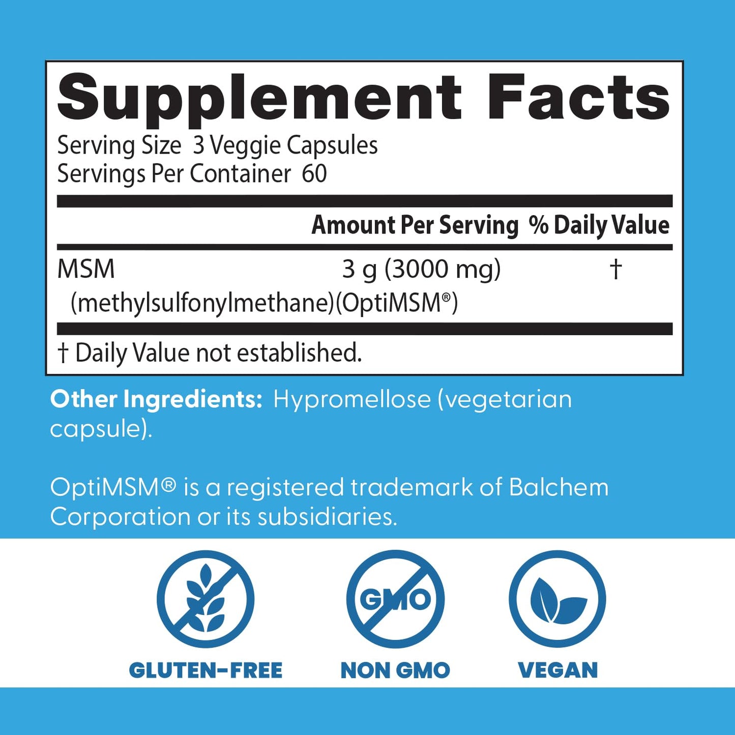 Doctors Best MSM – Supports Hair, Skin, Nails & Joints | Non-GMO, Gluten Free, Vegan | 180 Veggie Caps