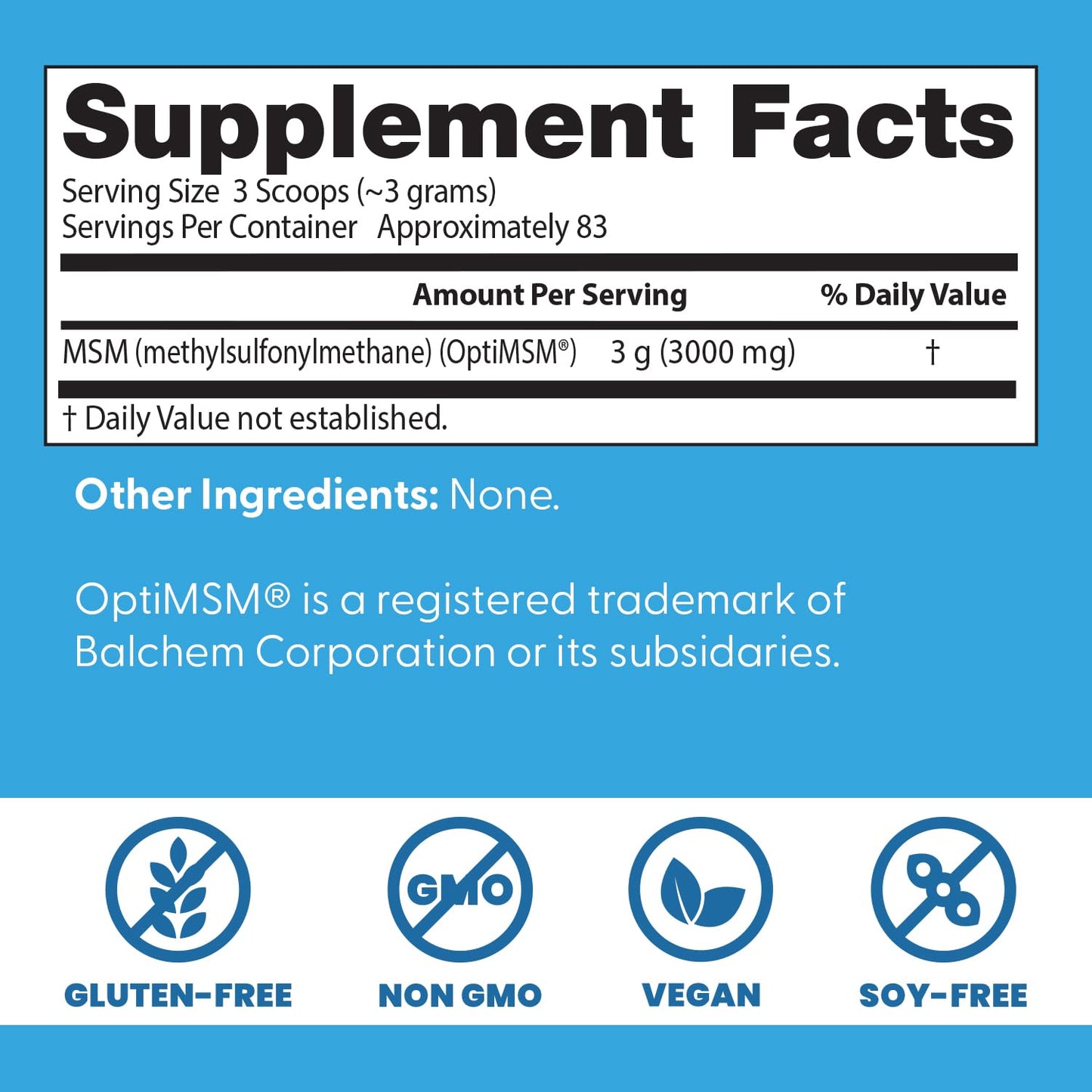 Doctors Best MSM Powder - Supports Hair, Skin, Nails & Joints | Non-GMO, Gluten Free, Soy Free, Vegan | 8.8 oz (250 g)