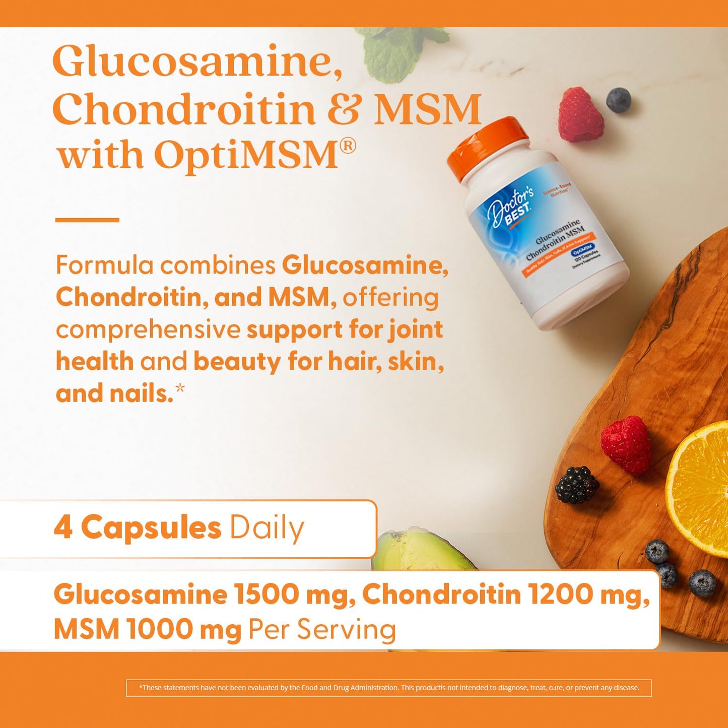 Doctor's Best Glucosamine Chondroitin MSM with OptiMSM | Joint Health Support