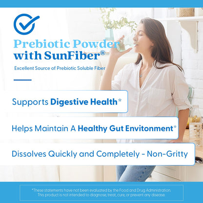 Doctor's Best Prebiotic Fiber Powder with Sunfiber – 7.4 oz, Gluten Free, Non-GMO, Vegan, Easy Dissolve