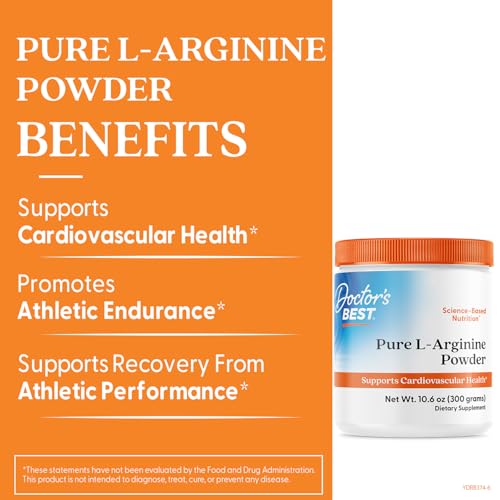 Doctors Best Pure L-Arginine Powder | Supports Cardiovascular Health | Non-GMO, Gluten Free, Soy Free, Vegan | Net Wt. 10.6 oz (300 g)