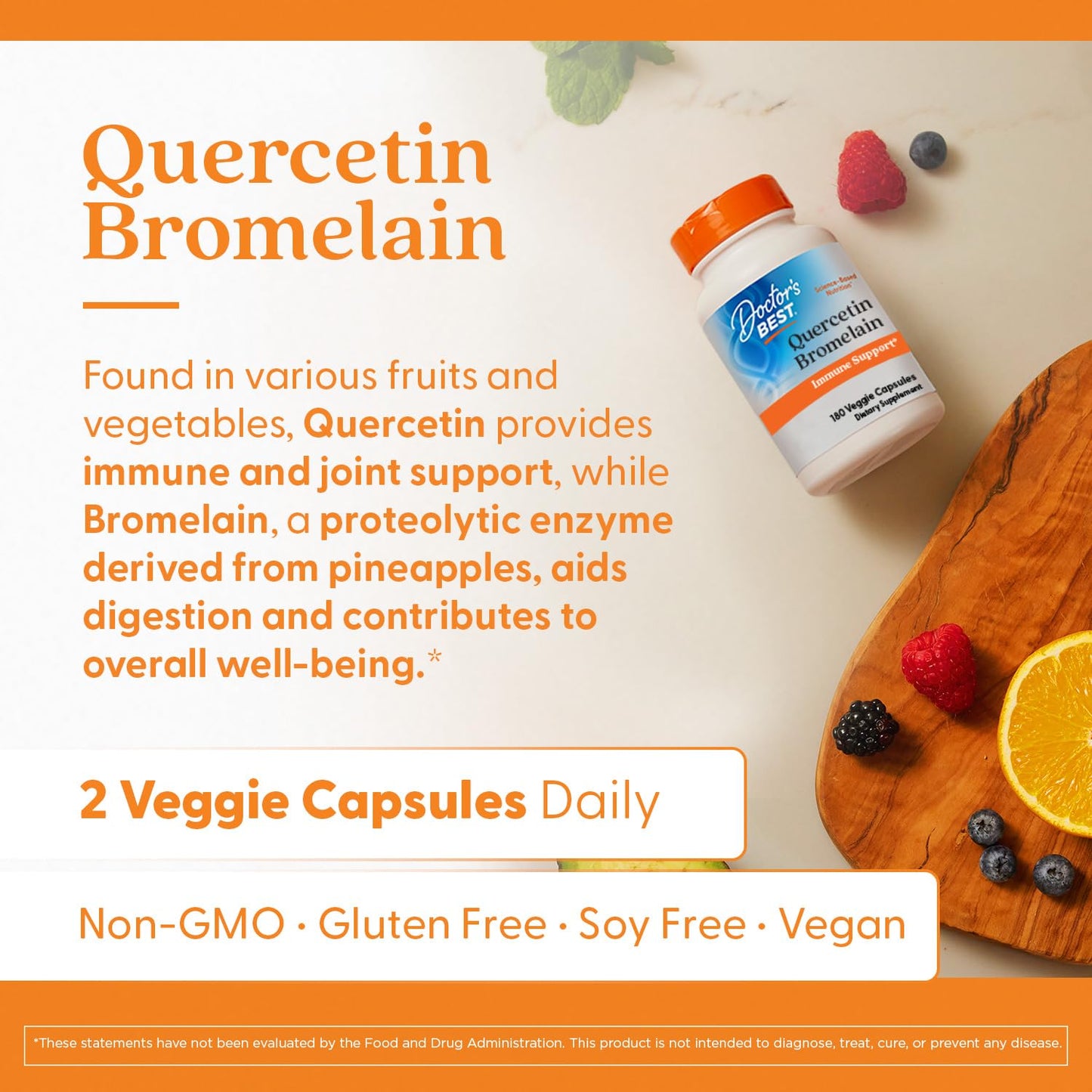 Doctor's Best Quercetin Bromelain – Immunity & Joint Support Capsule