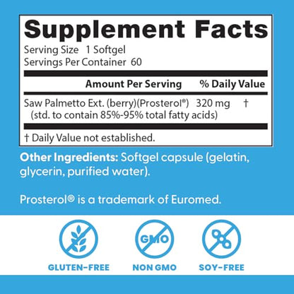 Doctor's Best Saw Palmetto Extract 320 mg Softgel Capsules | 60-Count